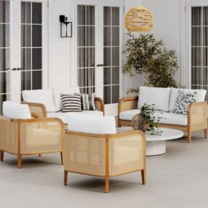 slovenia teak outdoor sofa hotel wood furniture with rattan combine luxury