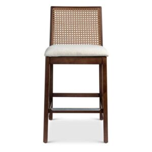 dark brown walnut barstool chair teak wood and rattan maldives