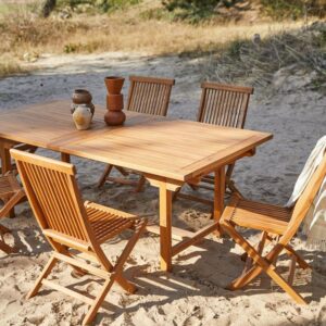 teak garden dining set and folding teak chair 6 pieces maldives resort