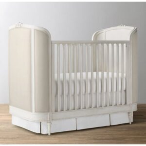 new york white painted baby cot with fabric solid wood