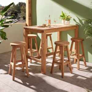 simple teak wood barstool harenveen holland set