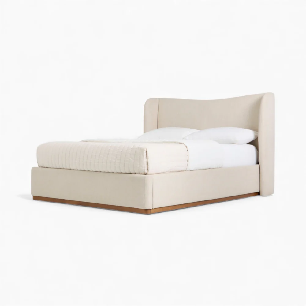 Calma Tailored Upholstered Wingback Bed Frame