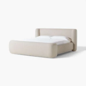 Lunara Bouclé Upholstered Cloud Bed Frame Soft Curve Design