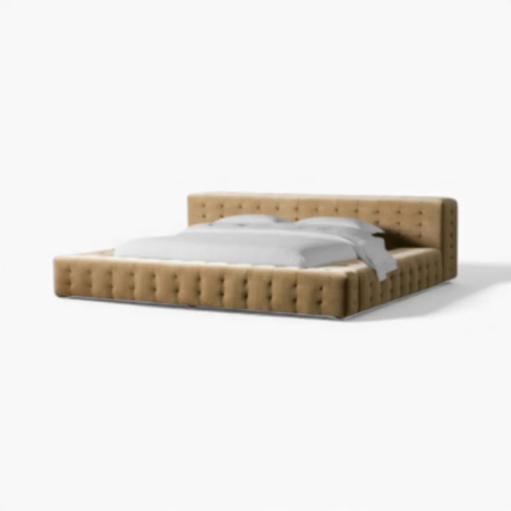 Venus Low-Profile Full-Frame Deep Button Tufted Velvet Platform Bed