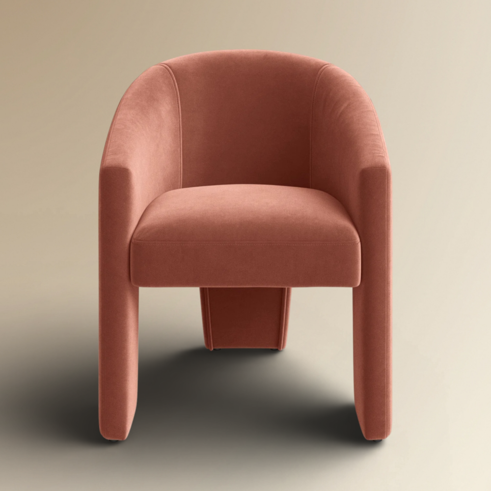 Adler Dining Chair Modern Velvet Barrel Chair with Architectural Base