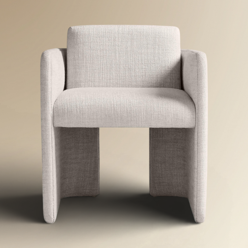 Henry Monolithic Upholstered Dining Chair with Architectural Lines