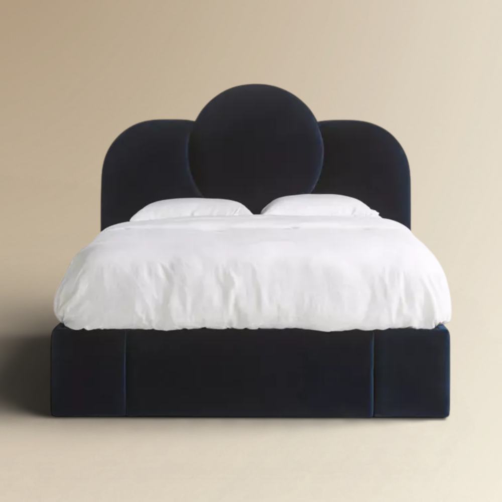navy velvet bed frame
