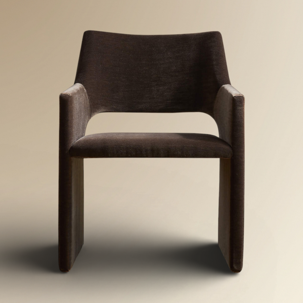 Tomas Dark Velvet Fully Upholstered Dining Chair with Continuous Profile