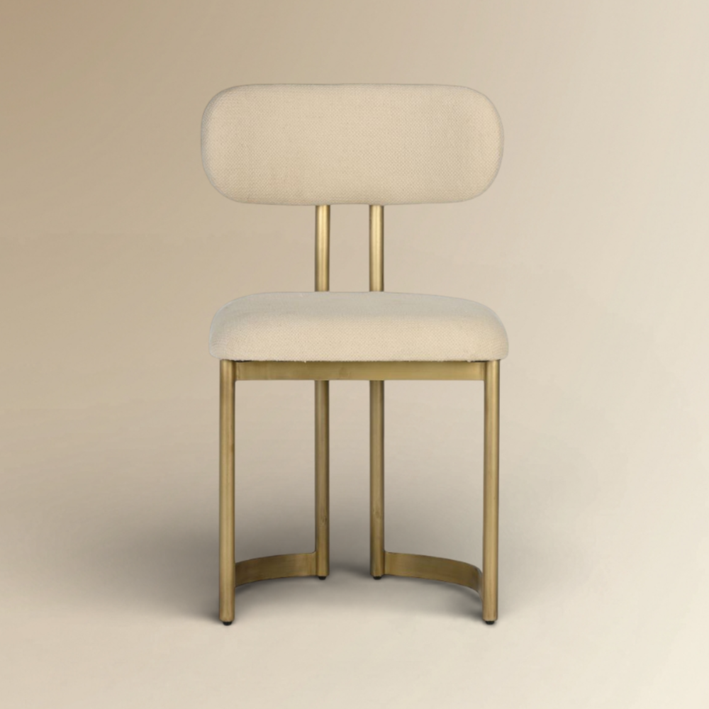 Wayne Dining Chair Luxury Bouclé Pedestal Chair with Gold Frame