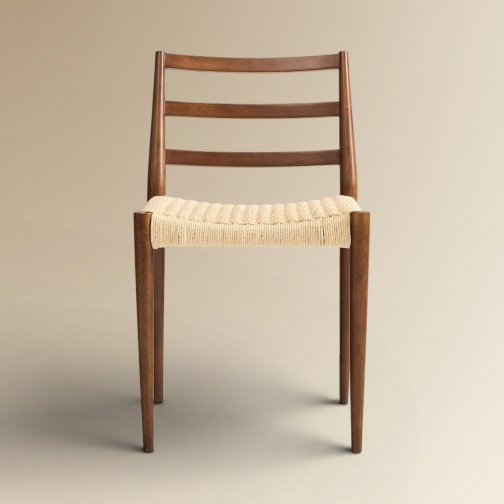 Gisella Mid-Century Ladderback Chair  Artisan Woven Cord Seating