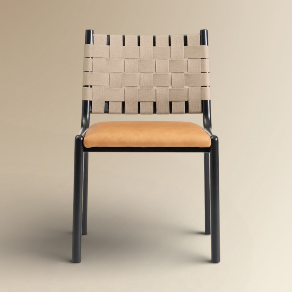 Lula Woven Leather Dining Chair Modern Artisan Statement Seating
