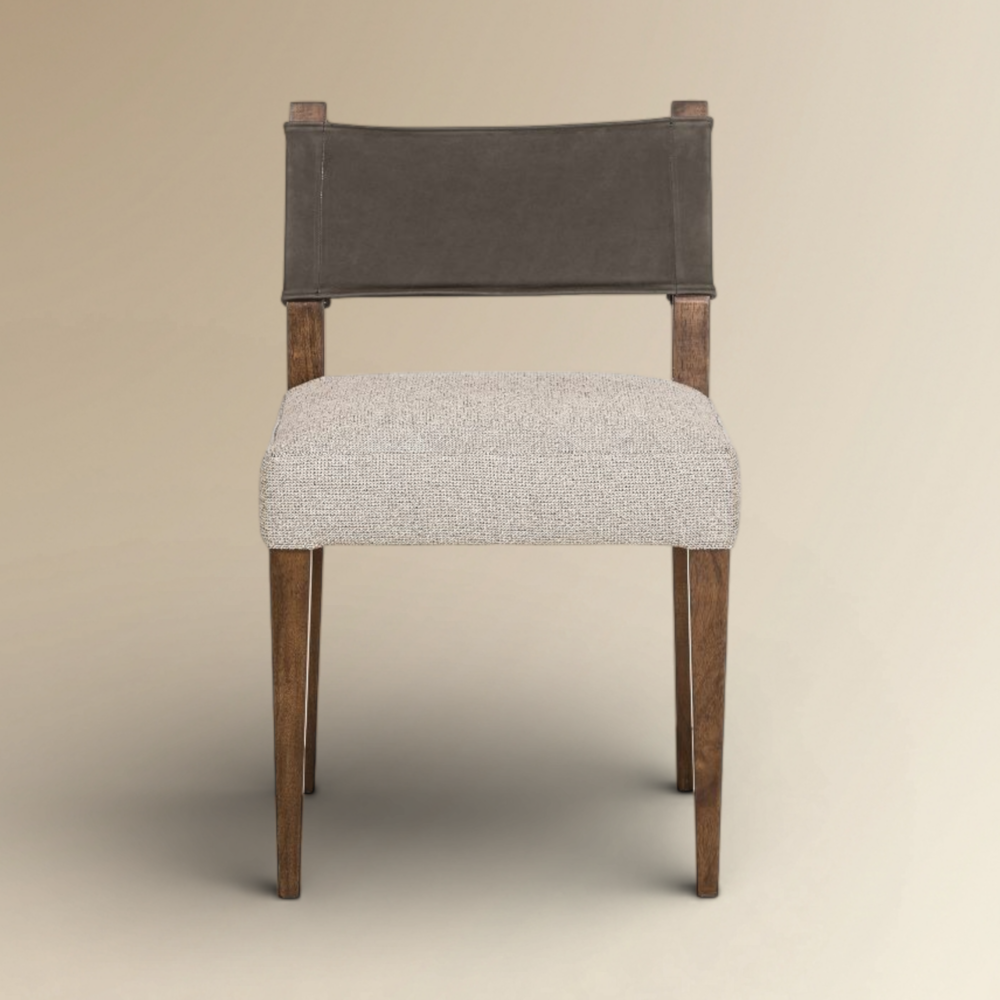 Maison Contemporary Mixed-Media Dining Chair Artisan Teak & Slate Seating