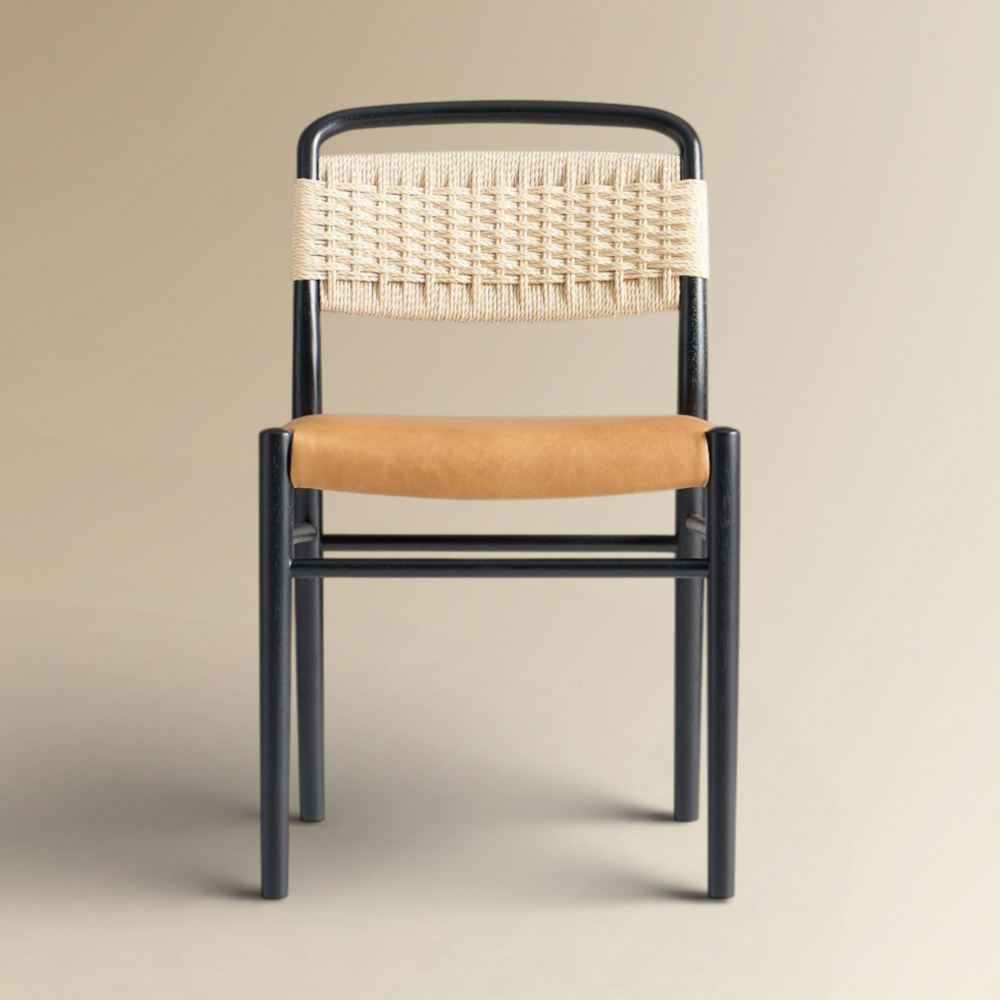 Obby Artisan Woven & Leather Dining Chair Modern Seating