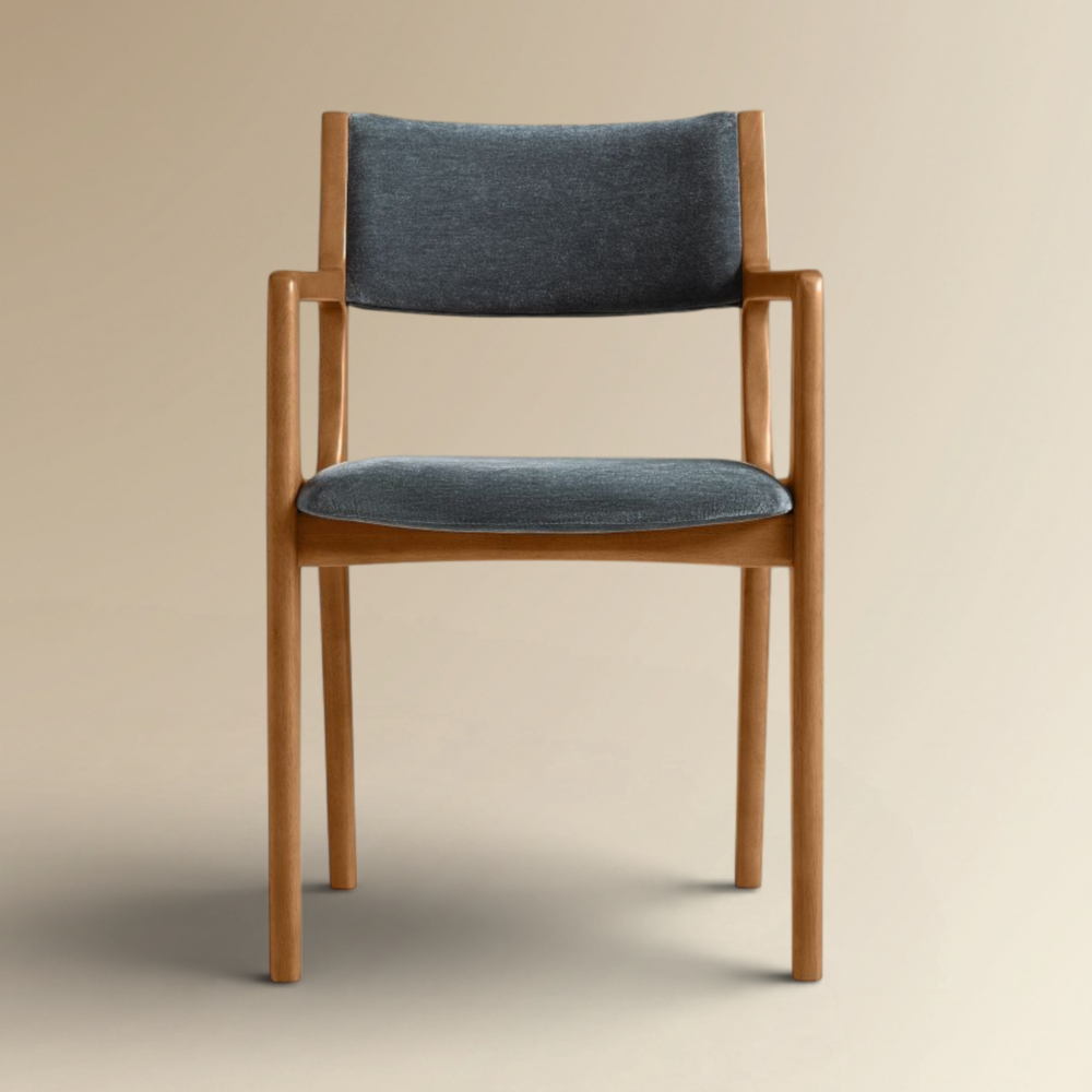 Prestone Modern Walnut Dining Armchair Sculptural Mid-Century Seating