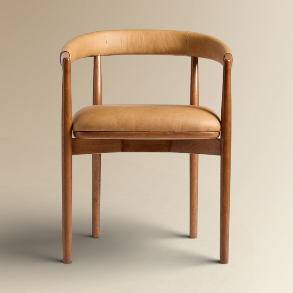 Sall Mid-Century Leather Barrel Chair Iconic Architectural Seating