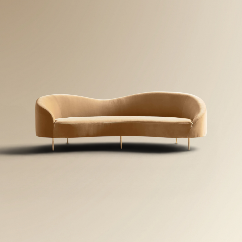 Camel Curved Sofa Sculptural Mid-Century Glamour