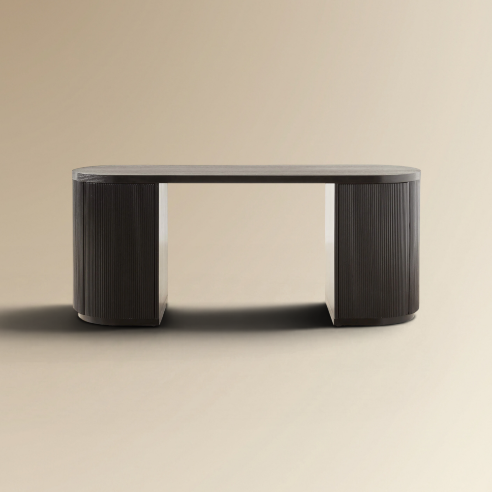 Canyon Desk Monolithic Minimalism & Fluted Textures